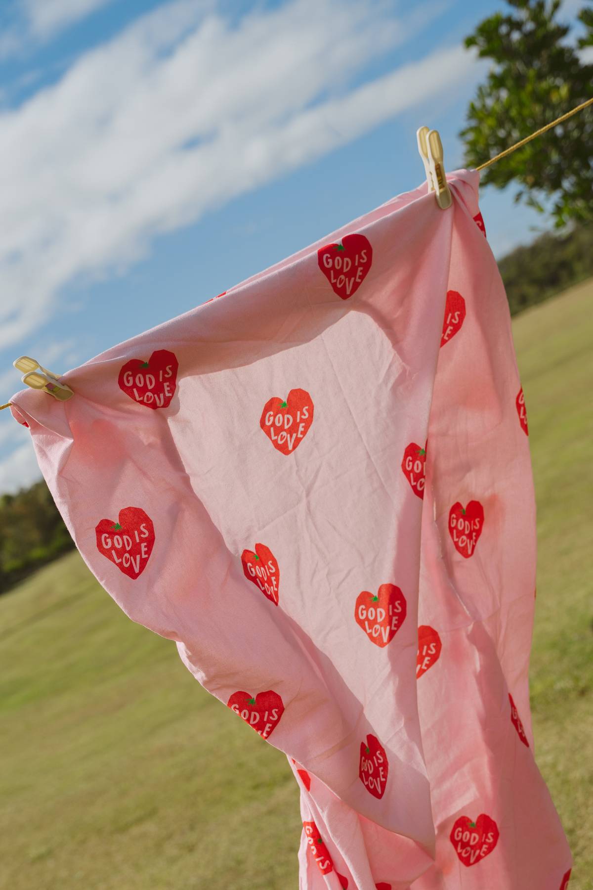 God is Love Organic Washed Cotton COT SHEET