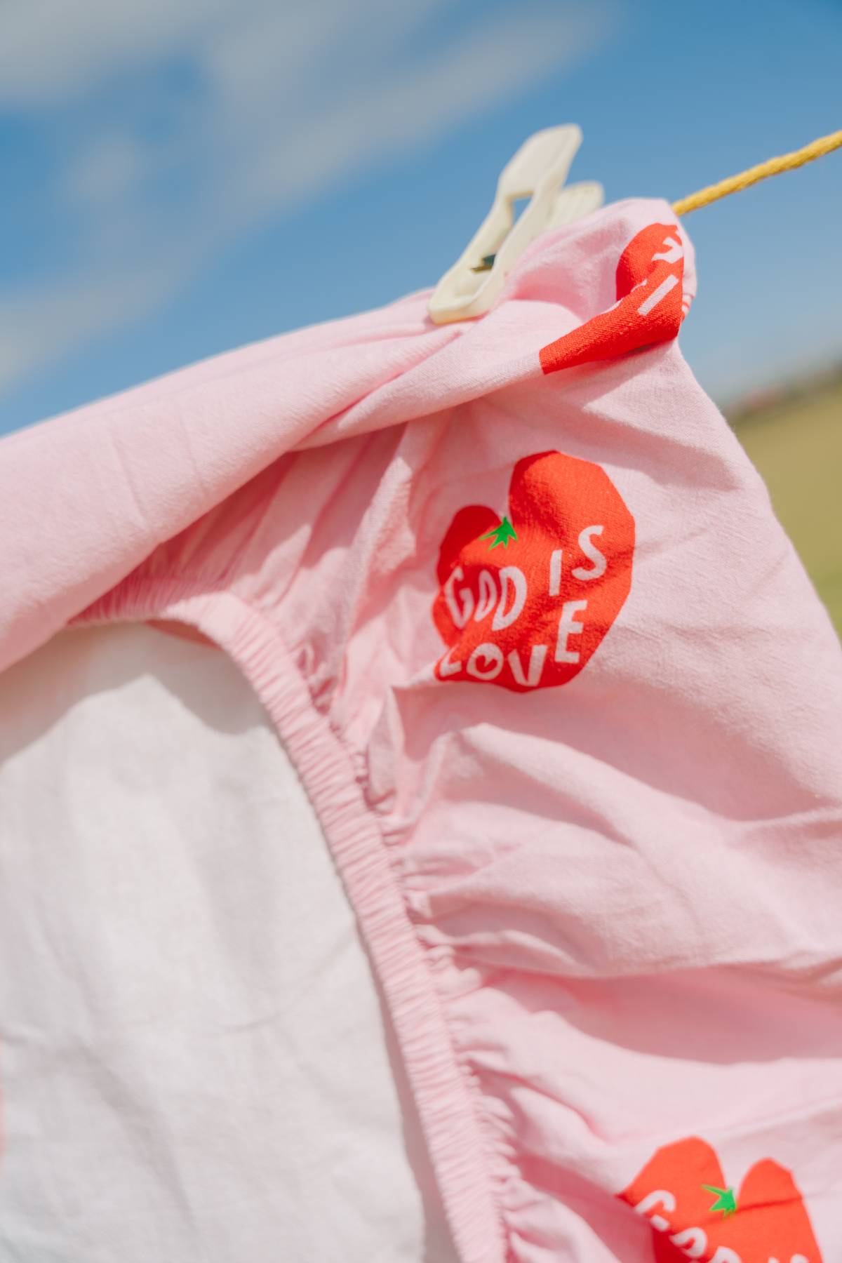 God is Love Organic Washed Cotton COT SHEET