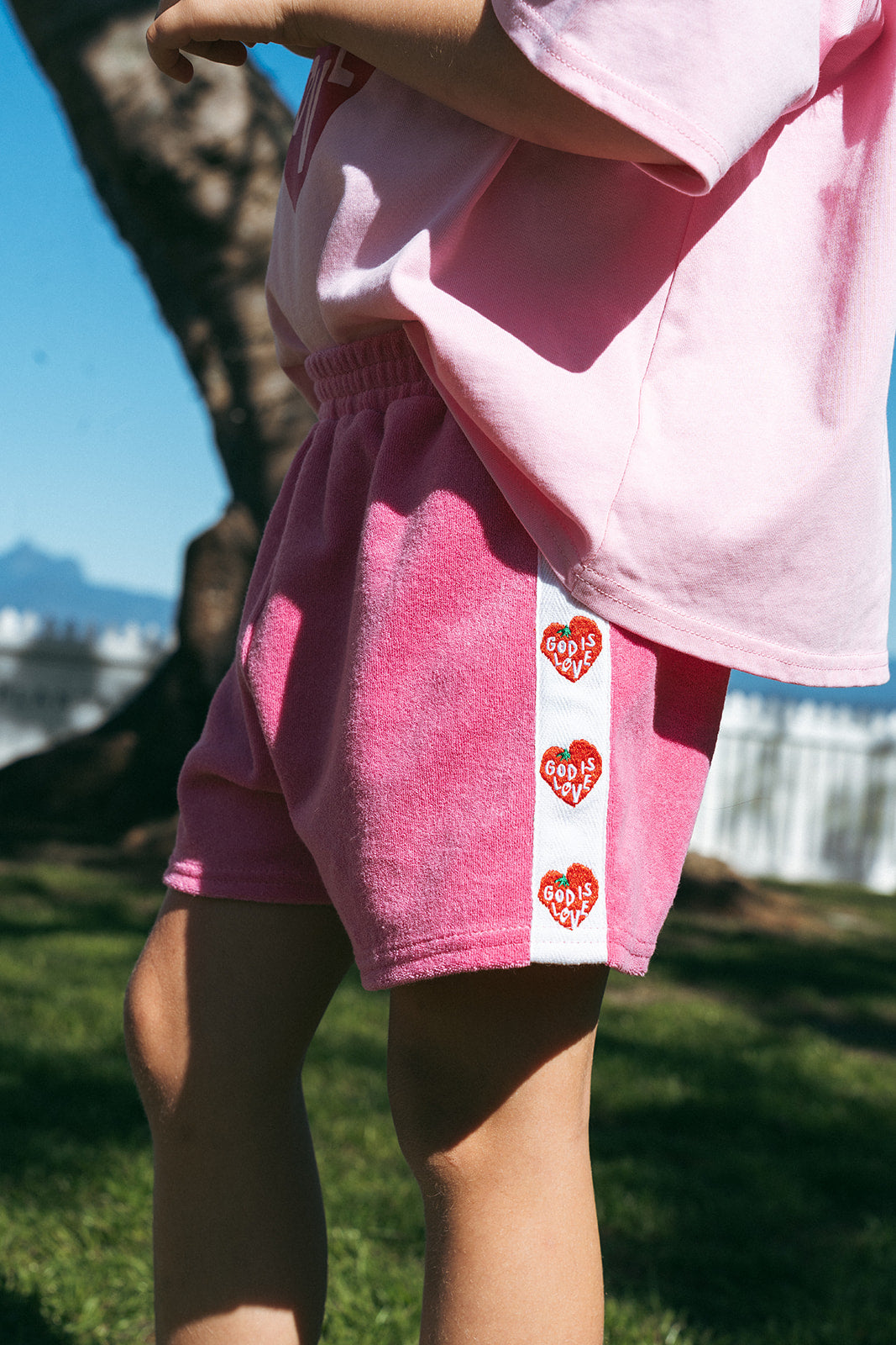 God is Love Shorts Pink