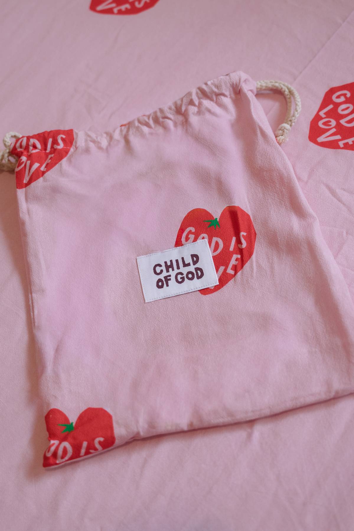 God is Love Organic Washed Cotton COT SHEET